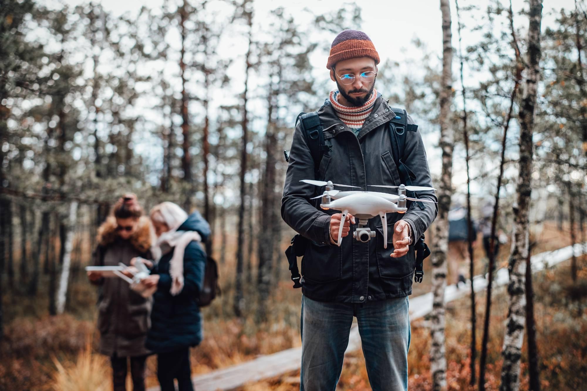 bearded guy with quadrocopter